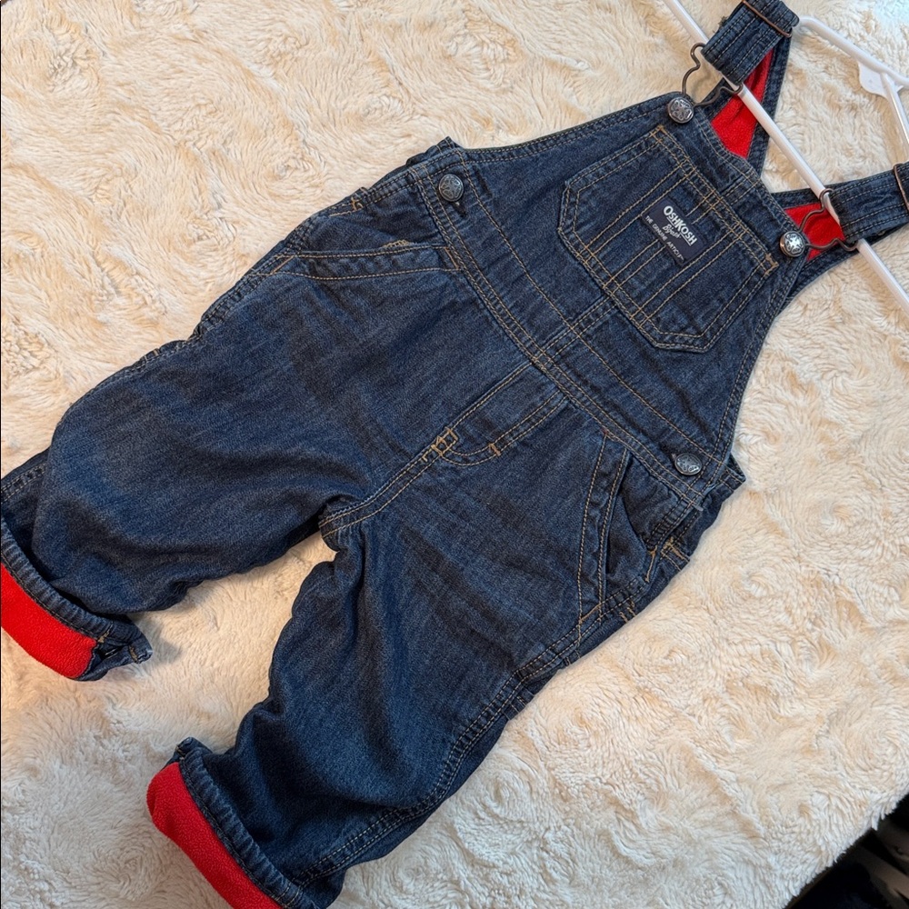 OshKosh B'gosh Overall with 2 button down shirts. - Picture 2 of 8